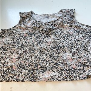 Basic Editions 3X Sleeveless Multicolor Ruffle Collar Tank Top